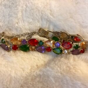 Multi-Gem Bracelet with double clasp
